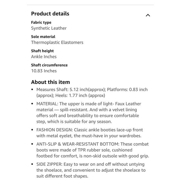 ICHIGO Women's Fashion Lace Up 8-Eye Side Zipper Combat Boots/ Size 7‎ - Picture 6 of 12